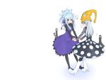  1600x1200 blue_eyes blue_hair boots cosplay costume_switch crossover darker_than_black dress eruka_frog eruka_frog_(cosplay) fukuen_misato hair_ribbon hat hei highres long_hair medusa medusa_gorgon oso_(toolate) pantyhose parody polka_dot purple_eyes ribbon seiyuu_connection seiyuu_joke smile soul_eater thigh-highs violet_eyes wallpaper white_hair yin yin_(cosplay) 