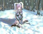  animal_ears bunny_ears purple_eyes purple_hair reisen_udongein_inaba scarf snow thigh-highs thighhighs touhou violet_eyes 