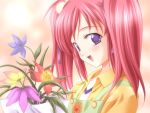  close-up floralia floralia+ flower game_cg kaga_miaya long_hair masaharu pink_hair purple_eyes twintails violet_eyes 