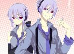  genderswap headphones honne_dell necktie red_eyes silver_hair smoking vocaloid voyakiloid yowane_haku 