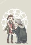  bad_id brown_hair casual doujima_nanako grey_hair narukami_yuu persona persona_4 scarf seta_souji thighhighs twintails 