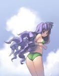  bad_id bikini ddal highres long_hair purple_eyes purple_hair sky swimsuit violet_eyes 