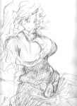  breasts large_breasts monochrome sketch touhou watatsuki_no_toyohime 