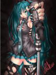  bad_id face_paint facepaint hatsune_miku lock microphone microphone_stand nail_polish necktie padlock safety_pin thigh-highs thighhighs tomato_(pixiv585331) tomato_(side_walk) twintails vocaloid 
