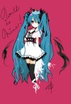  bare_shoulders crown dress hatsune_miku highres kashiwaba_hisano long_hair red_eyes thigh-highs thighhighs twintails very_long_hair vocaloid world_is_mine_(vocaloid) 