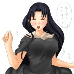  00s 1girl :d ^_^ ^o^ ascot black_dress black_hair blush bouncing_breasts breasts closed_eyes dress hosokawa_kanako large_breasts lowres maria-sama_ga_miteru ogasawara_sachiko open_mouth sailor_collar sailor_dress school_uniform serafuku simple_background smile solo toshifumi white_background 