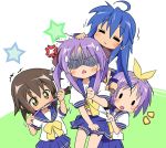  4girls angry fang hiiragi_kagami hiiragi_tsukasa ixy izumi_konata kusakabe_misao lucky_star multiple_girls school_uniform siblings sisters twins 