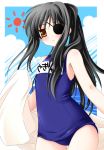  1girl eyepatch gintama name_tag natsume_eri one-piece_swimsuit school_swimsuit solo swimsuit yagyuu_kyuubei 