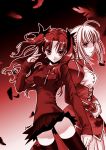  2girls duplicate fate/stay_night fate_(series) monochrome multiple_girls red saber shirahane_nao thigh-highs tohsaka_rin 