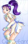  1girl boots c-wing character_name cure_egret futari_wa_precure_splash_star gloves knee_boots magical_girl mishou_mai ponytail precure purple_hair solo violet_eyes white_boots 