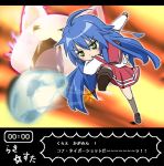  1girl ball ixy izumi_konata kicking lucky_star school_uniform serafuku soccer soccer_ball solo sport telstar translated 