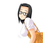  00s 1girl anna_miller black_hair bounce bouncing_breasts breasts glasses katou_kei lowres maria-sama_ga_miteru solo toshifumi waitress 