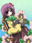  1girl cat chair female flower hair_flower hair_ornament heida_no_akyuu hieda_no_akyuu oshiruko_(uminekotei) perfect_memento_in_strict_sense purple_hair sitting solo touhou violet_eyes 