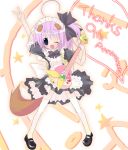  1girl ;d animal_ears black_bow black_bowtie black_dress blue_eyes blush bow bowtie dress full_body hiiragi_tsukasa long_hair lucky_star maid mary_janes one_eye_closed open_mouth paco pink_hair puffy_short_sleeves puffy_sleeves shoes short_hair short_sleeves simple_background smile solo white_background 