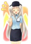  1girl closed_eyes little_busters!! long_hair noumi_kudryavka silver_hair solo waitress yukizuki_chikuba 