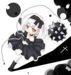  1girl bad_id ball_and_chain boots cross gothic hairband omiso omiso_(omiso) original silver_hair solo yellow_eyes 