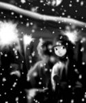  2girls female futon_(kitsune_tsuki) ghostly_field_club kitsune_tsuki maribel_hearn monochrome multiple_girls snow snowing touhou usami_renko utubuse 