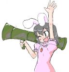  animal_ears bazooka black_hair carrot female inaba_tewi jewelry necklace oekaki rabbit_ears touhou weapon wink 