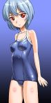  1girl ayanami_rei blue_hair neon_genesis_evangelion one-piece_swimsuit red_eyes school_swimsuit short_hair solo sugaishi_(unbr) swimsuit undercover_brothers 