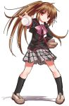  1girl baseball bow little_busters!! natsume_rin pink_bow school_uniform serafuku solo tatsukichi 
