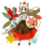  1girl female inubashiri_momiji long_skirt ngayope shield skirt solo sword tokin_hat touhou weapon 