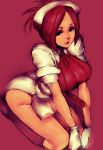  1girl breasts fumio_(rsqkr) garnet_(rumble_fish) huge_breasts large_breasts red_background redhead rumble_fish sketch solo 