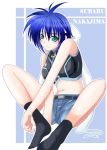  feet footwear hagane_soushi lyrical_nanoha mahou_shoujo_lyrical_nanoha mahou_shoujo_lyrical_nanoha_strikers midriff socks subaru_nakajima 