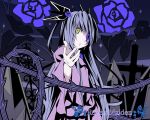  00s 1girl barasuishou copyright_name eyepatch flower hair_ornament kabocha long_hair looking_at_viewer outstretched_hand purple_hair rose rozen_maiden solo tagme yellow_eyes 