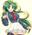  1girl green_hair jochuu-san lowres oekaki original panties pantyshot solo thigh-highs underwear yagisaka_seto 