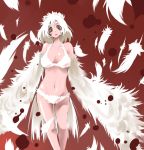  1girl bikini blood feathers futaba_channel harpy monster_girl nijiura nijiura_maids solo swimsuit wings yabai 