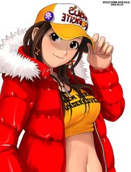  brown_eyes brown_hair coat hat midriff ryu_(ryu&#039;s_former_site) 