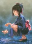  1girl fireworks goto_p japanese_clothes original sandals solo sparkler 