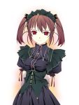  arms_behind_back brown_hair dress gothic murakami_suigun red_eyes ribbon twintails waitress 