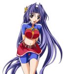  1girl asamiya_athena blue_hair hair_ornament king_of_fighters king_of_fighters_2002 long_hair skirt snk solo spandex star star_hair_ornament the_king_of_fighters the_king_of_fighters_2002 yatsushima_tetsuya yousisi 