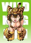  1girl animal_costume bikini costume helmet manabe_jouji paws solo swimsuit tail tiger tiger_costume tiger_print wild_kingdom 