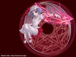  1girl bat_wings dress female hat magic_circle remilia_scarlet solo touhou wings yuki_shuuka 