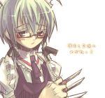  1boy between_fingers blush cosplay crossdressinging izayoi_sakuya izayoi_sakuya_(cosplay) knife maid male_focus morichika_rinnosuke solo throwing_knife touhou translated translation_request trap weapon 