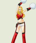  1girl animated animated_gif azasuke belt blonde_hair bouncing_breasts breasts chaps cheerleader dancing elite_beat_agents fringe osu!_tatakae!_ouendan pom_poms shorts solo starr 