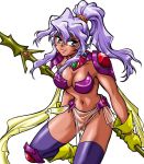  armor manabe_jouji ponytail purple_hair thigh-highs 