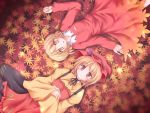  2girls aki_minoriko aki_shizuha blonde_hair duplicate female food fruit grapes hair_ornament hat leaf leaf_background leaf_hair_ornament leaf_on_head lzh multiple_girls red_eyes short_hair siblings sisters touhou wallpaper wheat yellow_eyes 