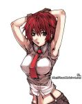  1girl armpits arms_up gloves king_of_fighters midriff navel necktie redhead short_hair snk solo the_king_of_fighters vanessa_(king_of_fighters) 