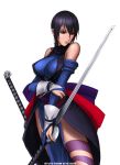  1girl breasts elbow_gloves gloves heterochromia purple_hair ryu_(ryu&#039;s_former_site) samurai_spirits shiki_(samurai_spirits) short_hair solo sword very_short_hair weapon 