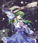 1girl armpits female green_hair kochiya_sanae koto long_skirt lowres skirt solo touhou