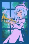  1girl female hat indoors instrument merlin_prismriver michii_yuuki sky solo touhou trumpet 