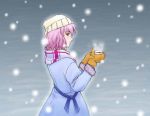  1girl coat female gyotaro hat minase_masaru saigyouji_yuyuko snow snowing solo touhou 