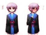  1girl blush cardigan confession glasses nagato_yuki pov school_uniform sequential serafuku shin_(new) short_hair suzumiya_haruhi_no_yuuutsu translated 