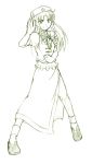  1girl a_utopia female full_body hirase_yuu hong_meiling immaterial_and_missing_power monochrome simple_background sketch solo touhou 