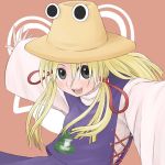  1girl blonde_hair female grey_eyes hat itsukage lowres moriya_suwako outstretched_arms skirt solo spread_arms touhou 