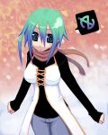  1girl green_hair kurakumo_nue original salami scarf solo 