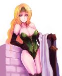  1girl blonde_hair blue_eyes breasts celes_chere elbow_gloves final_fantasy final_fantasy_vi gloves headband huge_breasts kara_(color) large_breasts leotard long_hair solo sword weapon 